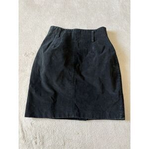 Express‎ Compagnie Internationale Women's 7/8 Skirt Black Genuine Leather Midi